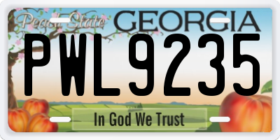 GA license plate PWL9235