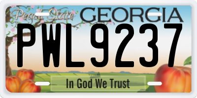 GA license plate PWL9237