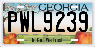 GA license plate PWL9239