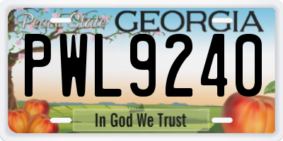 GA license plate PWL9240