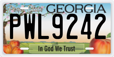 GA license plate PWL9242