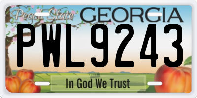 GA license plate PWL9243