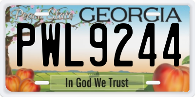 GA license plate PWL9244