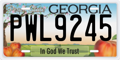 GA license plate PWL9245