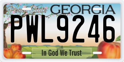 GA license plate PWL9246