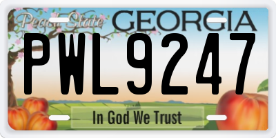 GA license plate PWL9247