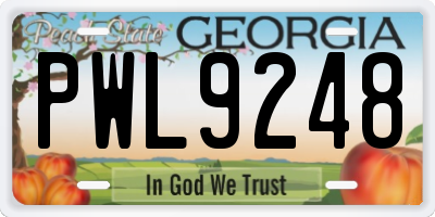 GA license plate PWL9248
