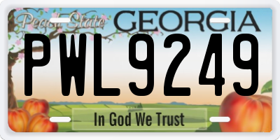 GA license plate PWL9249