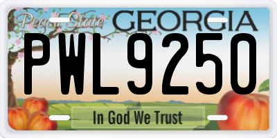 GA license plate PWL9250