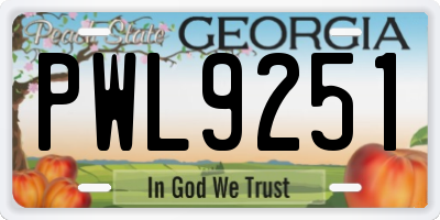 GA license plate PWL9251