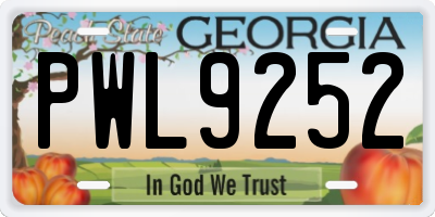 GA license plate PWL9252
