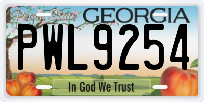 GA license plate PWL9254