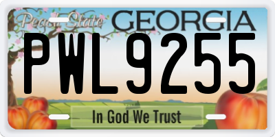 GA license plate PWL9255