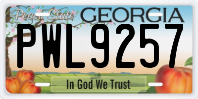 GA license plate PWL9257