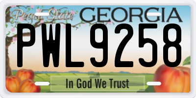 GA license plate PWL9258