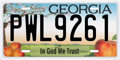 GA license plate PWL9261