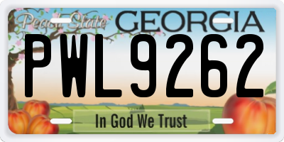 GA license plate PWL9262