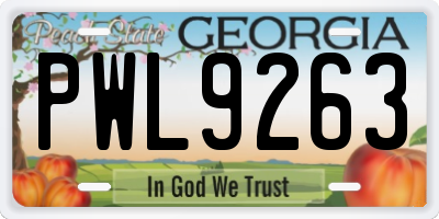 GA license plate PWL9263