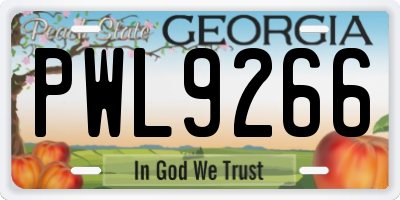 GA license plate PWL9266