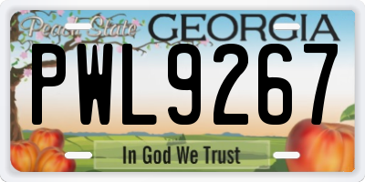 GA license plate PWL9267