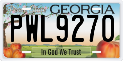 GA license plate PWL9270