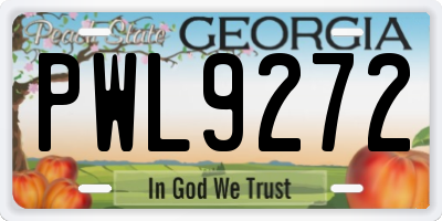 GA license plate PWL9272