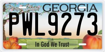 GA license plate PWL9273