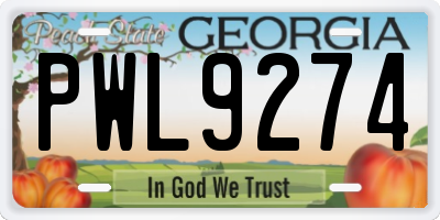 GA license plate PWL9274