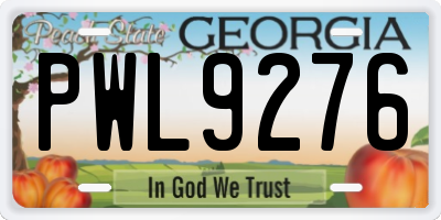 GA license plate PWL9276