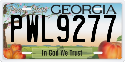 GA license plate PWL9277