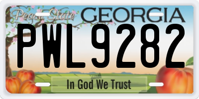 GA license plate PWL9282