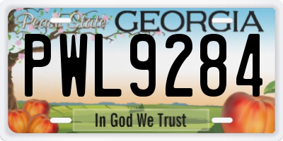GA license plate PWL9284