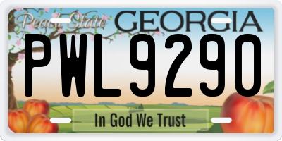 GA license plate PWL9290