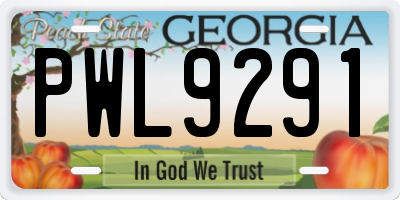 GA license plate PWL9291