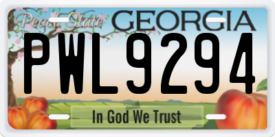 GA license plate PWL9294