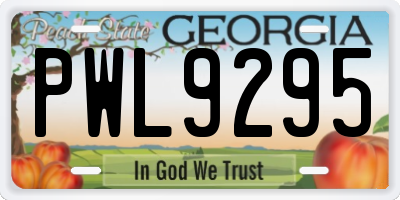 GA license plate PWL9295