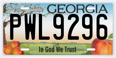 GA license plate PWL9296