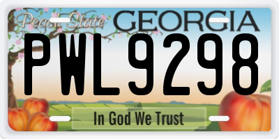 GA license plate PWL9298