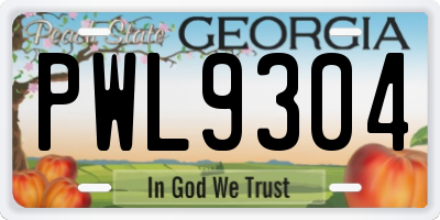GA license plate PWL9304