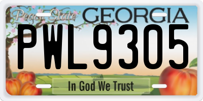GA license plate PWL9305