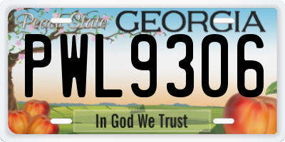 GA license plate PWL9306
