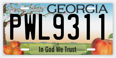 GA license plate PWL9311