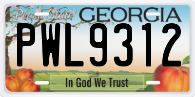 GA license plate PWL9312