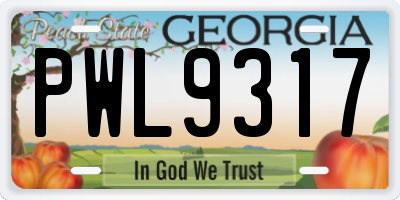 GA license plate PWL9317