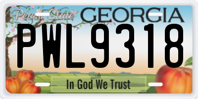 GA license plate PWL9318