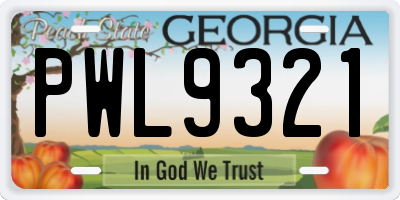 GA license plate PWL9321