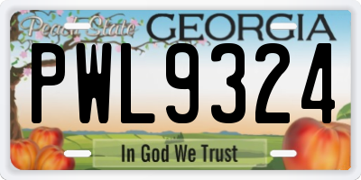 GA license plate PWL9324