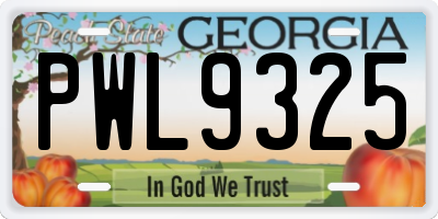 GA license plate PWL9325