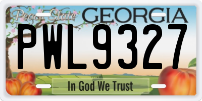 GA license plate PWL9327