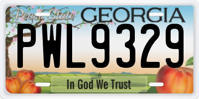 GA license plate PWL9329